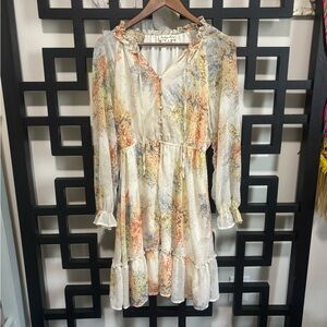 Indigo Rose long-sleeve floral boho dress